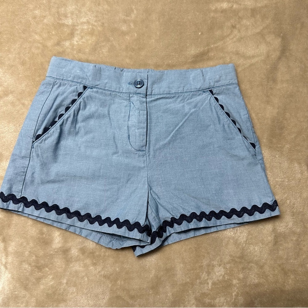 Janie and Jack Chambray Shorts Navy Blue Ric Rac Trim Size 7